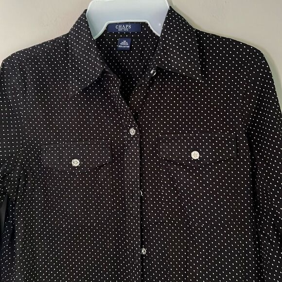 Chaps polkadot blouse button up down shirt top - Picture 5 of 9